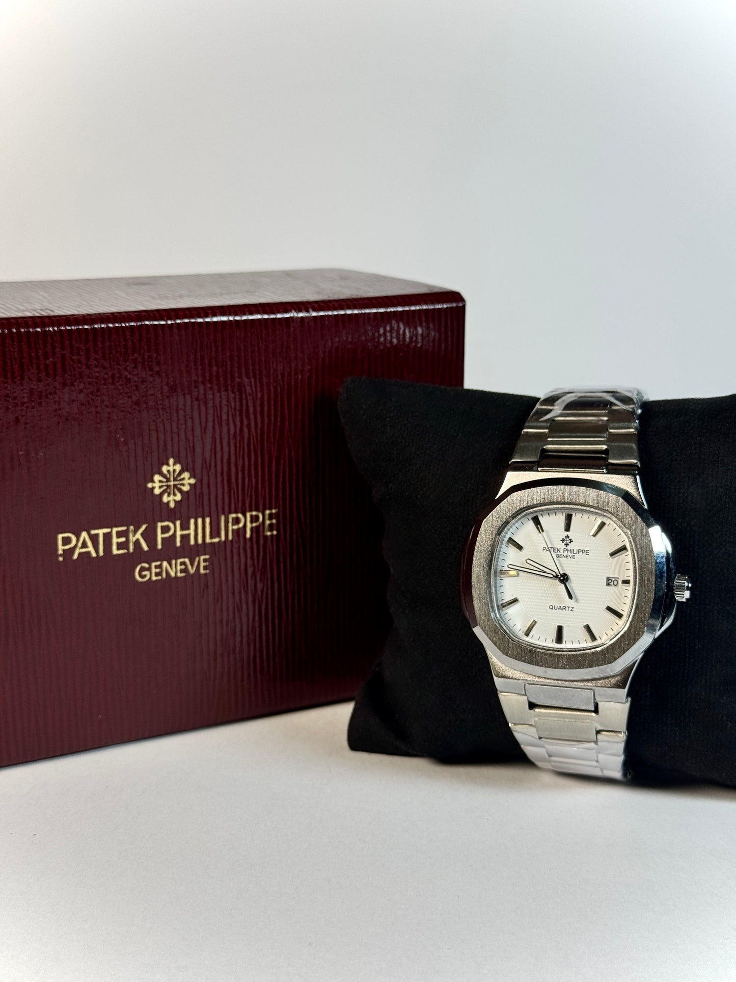 Patek Philippe Style Automatic Watch – White Dial Silver Belt