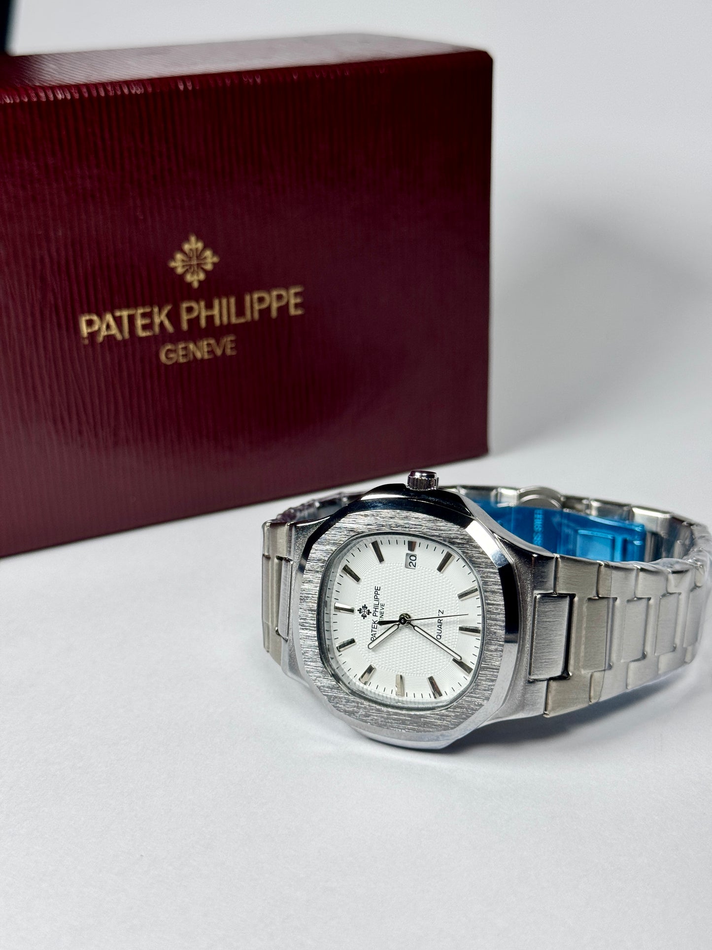 Patek Philippe Style Automatic Watch – White Dial Silver Belt