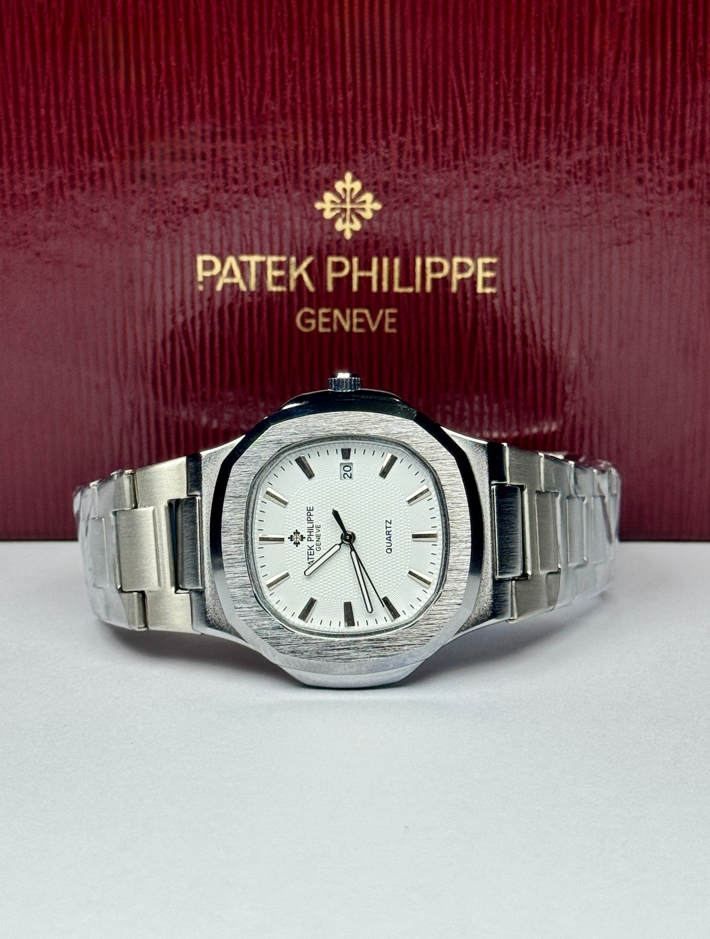 Patek Philippe Style Automatic Watch – White Dial Silver Belt
