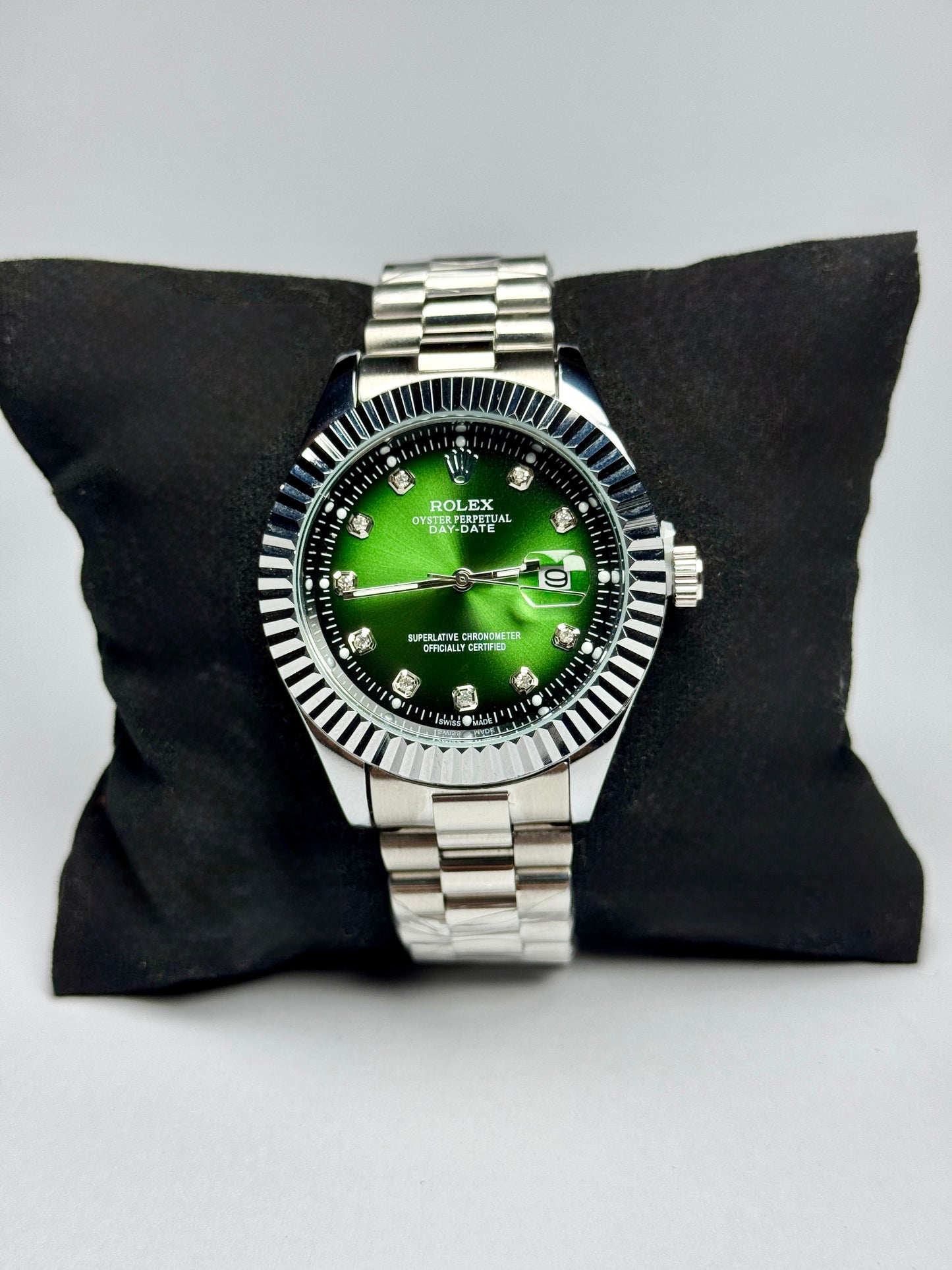 Premium RLX Silver Chain Green Dial Watch