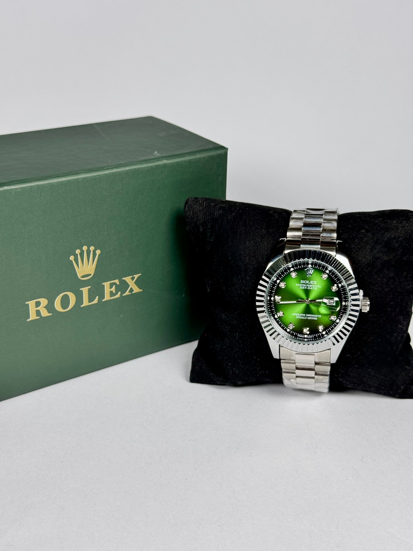 Premium RLX Silver Chain Green Dial Watch