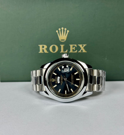 Oyster Perpetual Black Dial Silver Chain