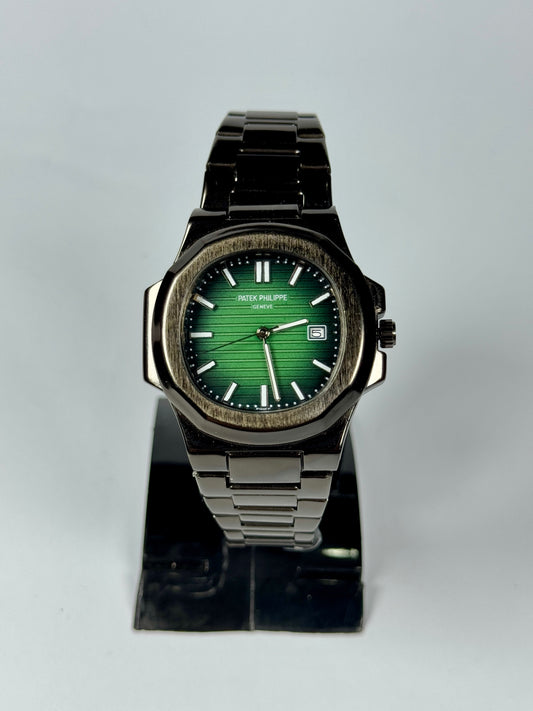 Patek Philippe Style Automatic Watch – Green Dial Black Belt